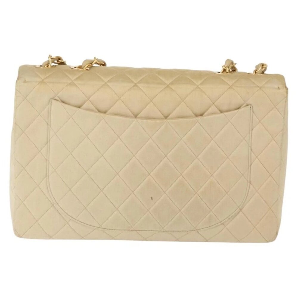 CHANEL Matelasse 34 Chain Shoulder Bag Satin Beige Gold CC Auth 150935 - Picture 3 of 15